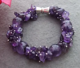 Strands yygem Natural Purple Amethyst Multi -Shape Bracelet