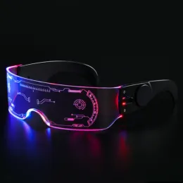 Eyewears KTV Halloween Cyberpunk Party Decoration Cyberpunk Glasses Colorful Luminous Glasses LED lit Glasses Bar