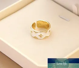 Light Luxury White Enamel Flower Ring Women's Special-Interest Design High-Grade Internet Celebrity All-Match Index Finger Ring Jewelry