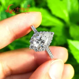 반지 7*10mm 2ct 배후 반지 라운드 반 영원 밴드 D 화이트 VVS Moissanite 925 스털링 실버 링 보석 약혼 숙녀 남성