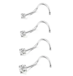 Smycken grossist 50 st/mycket populärt CZ näsa studskruv kirurgiskt stål näsring näsa piercing 20gx1.5mm 2mm 2,5 mm 3mmshine gratis frakt