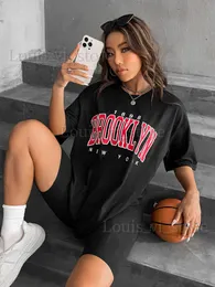 Womens T-Shirt 1898 Brooklyn New York Womens Cotton T-Shirts American Vintage Short Sleeve All-math Casual Clothing Oversize Street Woman Tops T240221