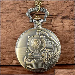 Pocket Watches Pocket Watches Train Theme Fl Quartz Engraved Fob Retro Pendant Watch Chain Gift Fire Fighter Drop Delivery 2021 Yjlqq Dhdfs