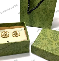 Klassiska dubbla bokstäverörhängen Studs Charm Retro Designer örhängen Kvinnor Earndrops smycken gåva med låda för festjubileum5112918