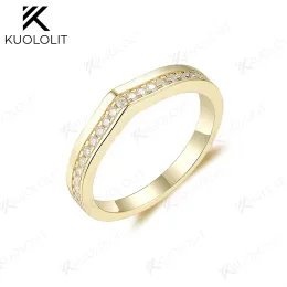 Кольца Kuololit, выращенные в лаборатории бриллианты, кольца для женщин, однотонное, из 18-каратного, 14-каратного золота 925 пробы, серебристого желтого золота, обручальное кольцо на юбилей, Рождество