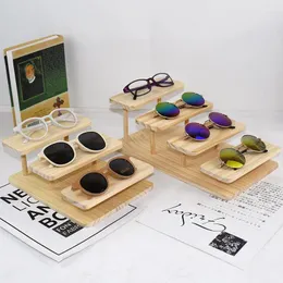 Hooks Solid Wood Eyeglass Holder Display Stand Solglasögon Myopia Frame Anime Doll Handicraft Home Storage Holders Organizer