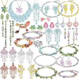 세트 JM Gema 오리지널 2023 새로운 트렌디 Cyrkon Crystal Jewelry 럭셔리 목걸이 귀걸이 팔찌 팔찌 낭만적 인 선물 여성을위한 낭만적 인 선물