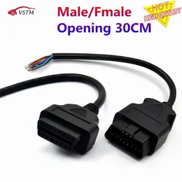 10pcs/lot 30CM 16 Pin Car Diagnostic Interface Tool Adapter OBD 2 Female Connector To Extension Opening Cable