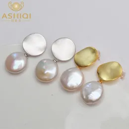 ASHIQI Echt 925 Sterling Silber Koreanische Ohrring Natürliche Süßwasser Perle Mode Schmuck für Frauen 240220