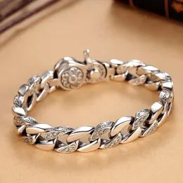 Armreifen 925 Sterling Silber Armband Sechs Wort Wahrheit Rotatierbares Weitversion Mann der aggressiven Atmosphäre Retro -Persönlichkeit Handschmuck