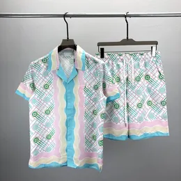 Herrespår 2023 tennisblommor ränder män kvinnor kort set t shrt hawaii strand stil kostym hip hop shorts shorts par kostymer a11