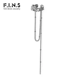 Ohrringe F.I.N.S 1PC S925 Sterling Silber Kette Quaste Ohrclip ohne Piercing Lange hängende Kette Clip Ohrringe Silber 925 Pendientes