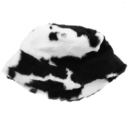 Berets vaca impressão gorro tem boa aparência chapéu de esqui virar quente chapéus de lã boné feminino adorável miss padrão moda