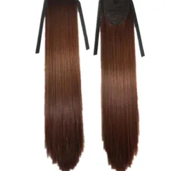 107 Synthetic Ponytail Long Straight Hair 16quot22quot Clip Ponytail Hair Extension Blonde Brown Ombre Hair Tail With Drawstr7239381