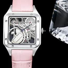 Dumont Micro-Rotor Skeleton Unisex Watch Square Ladies Luxury Watches 9629 MC Automatisk Mekanisk 904L Rostfritt stål Sapphire Crystal Designer Armsur