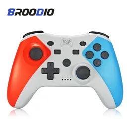 Gamepads Broodio Wireless Bluetooth Gamepad for Nintendo Switch Pro GamePad 콘솔 스위치 콘솔 6Axis 용 USB 조이스틱 컨트롤러