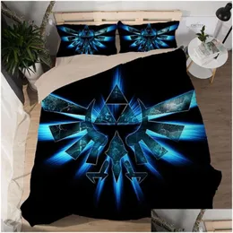 Комплекты постельного белья Legend Of Fashion Game 3D Set Angel With Blue Wings Duvet Er Colorf Покрывала с героями мультфильмов для детей 3 шт. Постельное белье Drop Delive Dhuoh