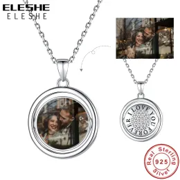 Collane ELESHE 100% reale argento sterling 925 foto personalizzata TI AMO PER SEMPRE collana con ciondolo catena personalizzata gioielli coppia fai da te