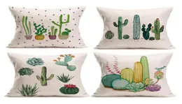 Zielone sukulenty rośliny kaktus kłujący gruszka bawełniana lniana dekoracje domowe poduszka poduszka poduszka poduszka 18 x 18 cali zestaw 428406266