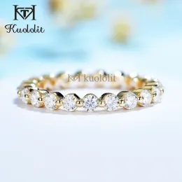 Anelli Kuololit 585 Anello a bolle in oro bianco 14K 10K per donna 2,5 mm Taglio rotondo Moissanite Solitaire Eternity Full Band per fidanzamento Nuovo