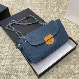 kvinnors vintage jean material handväska casual shopping väskor retro blå denim axelväska designer cowboy kedja crossbody väskor för kvinna kreativ klaff handväska dhgate