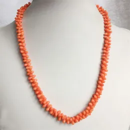 Halsketten Erdnussform Orange Koralle Halskette Edelstein Vintage Naturschmuck Edler Elegant Exquisite Perlenkette Choker Collier