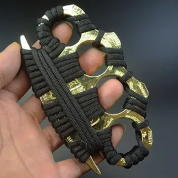 Self-Defense Tiger Hand Outdoor Palm Four Finger Zinc Alloy Safety Defense Broken Window Thickened Rope Pocket EDC Tool 865284