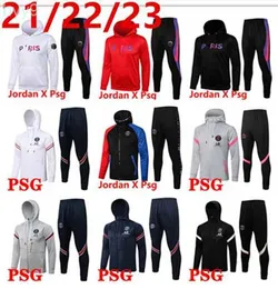 Camisetas masculinas 21/22/23 Psgs Jordam Paris Tracksuit Survetement Psgs Chandal Futbol Treinamento Futebol Adulto Kit Xesa