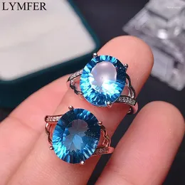 Cluster Rings Natural Topaz Women's Ring London Blue 5 925 Sterling Silver