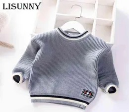 Autumn Winter Baby Boys Sweater Children knitted Clothes Kids Pullover Jumper Toddler Striped European American Style Boy 2109142841236