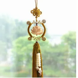 Anhänger Chinesischer Stil Boxwood Lotus Hanging Safe Rückspiegel Auto Anhänger Ping eine Nafu -Innenausstattung Viel Glück Drachengeschenke