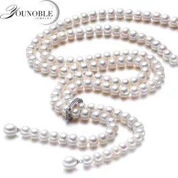 Pendants 900mm Tassel Fashion Long Pearl Necklace Natural Freshwater Pearl 925 Sterling Silver Jewelry For Women Statement Necklace Gift