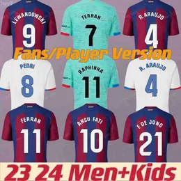 Herrt-shirts 24 Gavi Lewandowski FC Barcelonas Soccer Jersey Adama Camiseta Futbol Ferran 2024 Memphis Fans Player Dest Kid 77EC