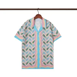 Designer Blus Men's Shirts Camisas de Hombre Fashion Geometric Letter Print Casual Shirt Män Kort ärm Slå ner krage affärsdres hög kvalitet