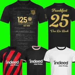 23 24 25 eintracht Frankfurt 125 rocznica czarny zestaw dfb pokal końcowy koszulki piłkarskie 2024 2025 Rode Ache Football Shirt 125th Black Gold