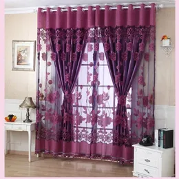 Flower Valance Blackout Curtains Home Decor Curtains Tiers for Basement Grommet Stylish Flower Tulle Door Window Curtain Drape Pan147E