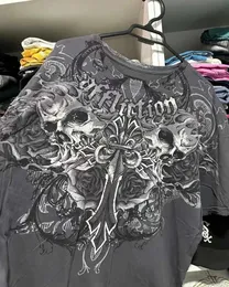 Herr t-shirts bomull harajuku hip-hop skalle tryck o-hals överdimensionerad t-shirt för kvinnor 2024 gotisk gata casual kortärmad topp J240221