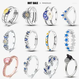 Cluster Rings Celestial Sun & Moon Ring Set Women 925 Silver Jewelry Anniversary Gift Engagement In Fashion Unisex