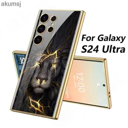 Casos de telefone celular GKK pintado caixa de vidro temperado para Samsung Galaxy S24 Ultra câmera protetora chapeamento capa dura para Galaxy S24 Ultra Plus Case YQ240221