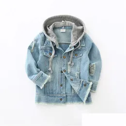 Jacken Kleinkind Kinder Denim Jacke Baby Jungen Kleidung Herbst Kinder Langarm Mit Kapuze Mantel Jaqueta Jeans Infantil Manteau Garcon Drop Otclu