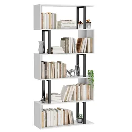 5-Tier Bookshelf, S-Shaped Z-Shelf