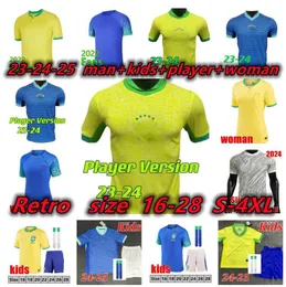 브라질 2023 2024 축구 유니폼 Camiseta de Neymar Jr Futbol Paqueta Raphinha 23 24 25 축구 셔츠 Maillots Marquinhos Vini Jr Brasil Richarlison 남자 아이들