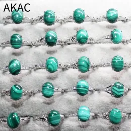 Ringar 5RINGS 10RINGS AKAC CAS8*10 mm naturlig grön malachite vit koppar justerbar kvinnor ring