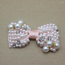 Hair Accessories Wedding Pearl Bows Handmade With Rhinestone For Girl Princess Headband Shoes Dress 240pcs/lot