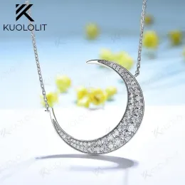 Setzt Kuololit 0.8ctw Moon Moissanit Halskette für Frauen Solid 10k 14k 18k 925 Sliver Star Style Pendant mit Kette für Weihnachtsgeschenk