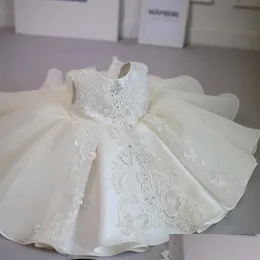 Abiti da bambina Battesimo Abito da cerimonia bianco Ragazza con perline Primo compleanno Bambino Elegante Principessa Festa Battesimo Abiti Consegna drop Ki Ot9Va