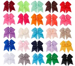 25 PCSLOT 7Quot Solid Heavics Bows Colorful Flastic Hair Bands Grosgrain Bonytail Bows for Kids Girls Hair Associory Y2007055061
