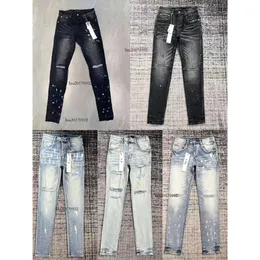 Lila Herren-Designer-Mann-Stickerei-Hose, bestickte Patches, Desinger-Denim-Hose, Röhrenjeans, schmale, zerrissene Jeans