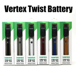 Vertex Twist Battery Preheat Batterie 380mAh Vape Slim Pen Bottom Voltage Variable For 510 Thread Cartridges