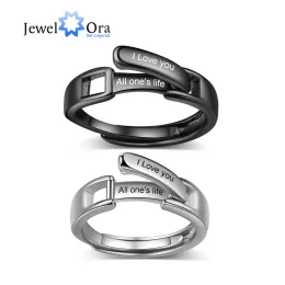 Rings Valentines Day Gift Personalized Couple Rings for Lovers Custom Name Engraved Ring Wedding Engagement Ring with Red Gift Box